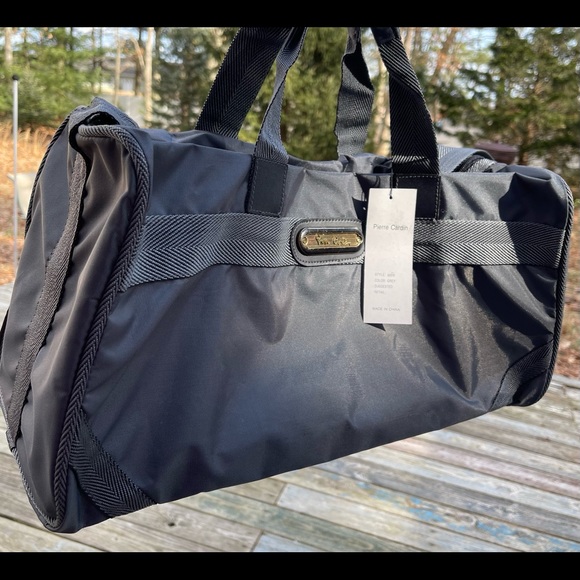 Retro Pierre Cardin Gym bag, carry on, duffle bag with shoulder strap Grey NWT - Picture 6 of 15